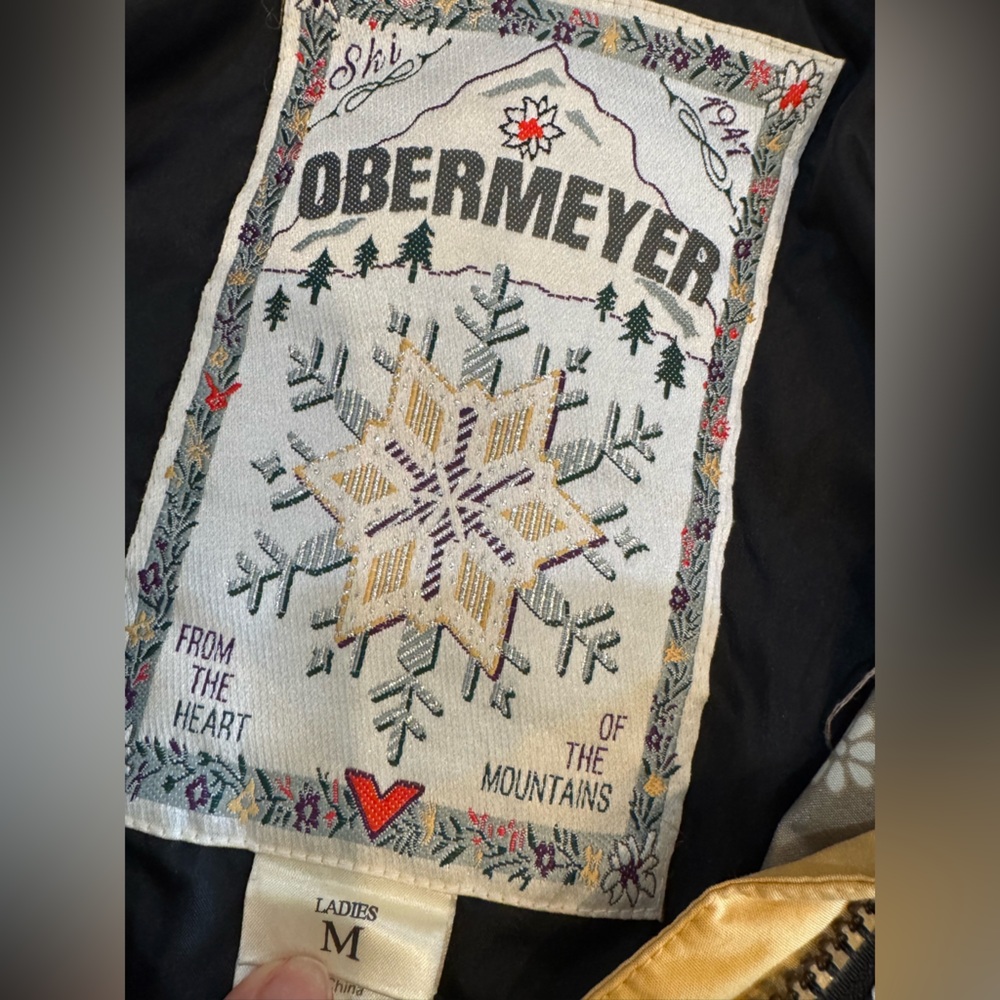 Obermeyer Fanciful Ski Pullover Jacket Black Gold… - image 2